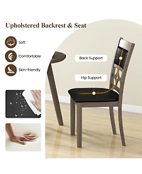 Gouun Upholstered Dining Chairs Set of 2 with Padded Backrest and Seat, Rubber Wood Frame