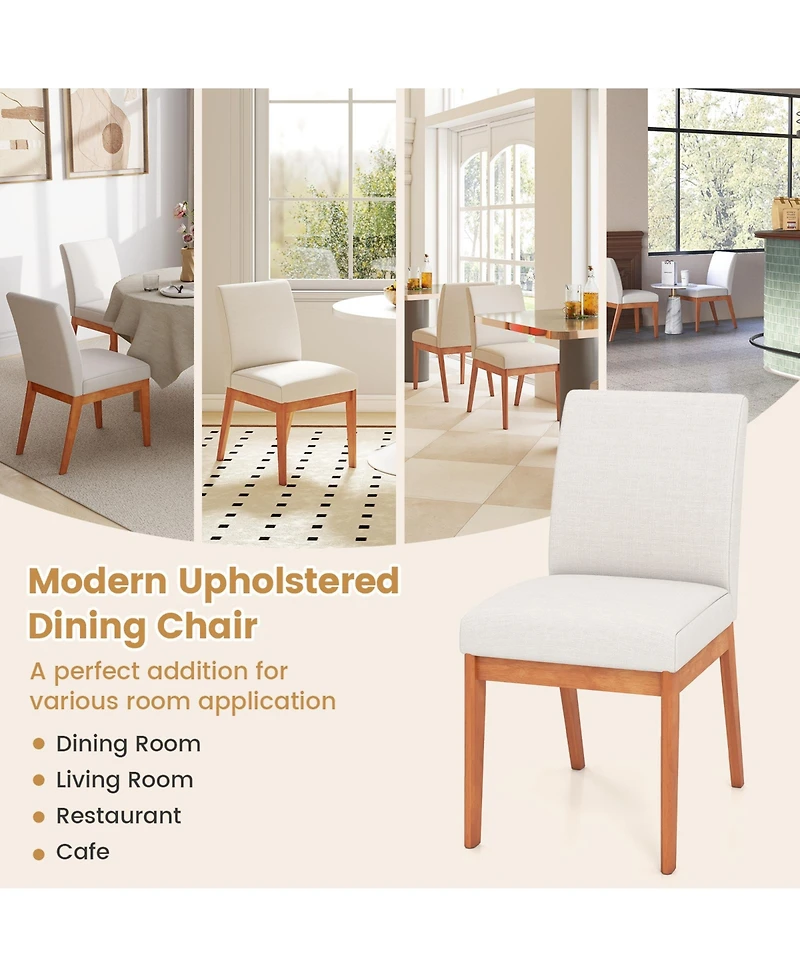 Gouun Upholstered Armless Side Dining Chairs Set of 2 with Rubber Wood Legs