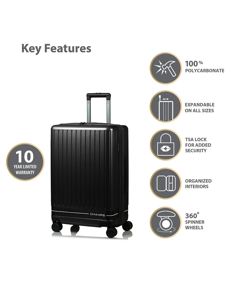 Champs 3-Piece Fresh Ii Hardside Luggage Set