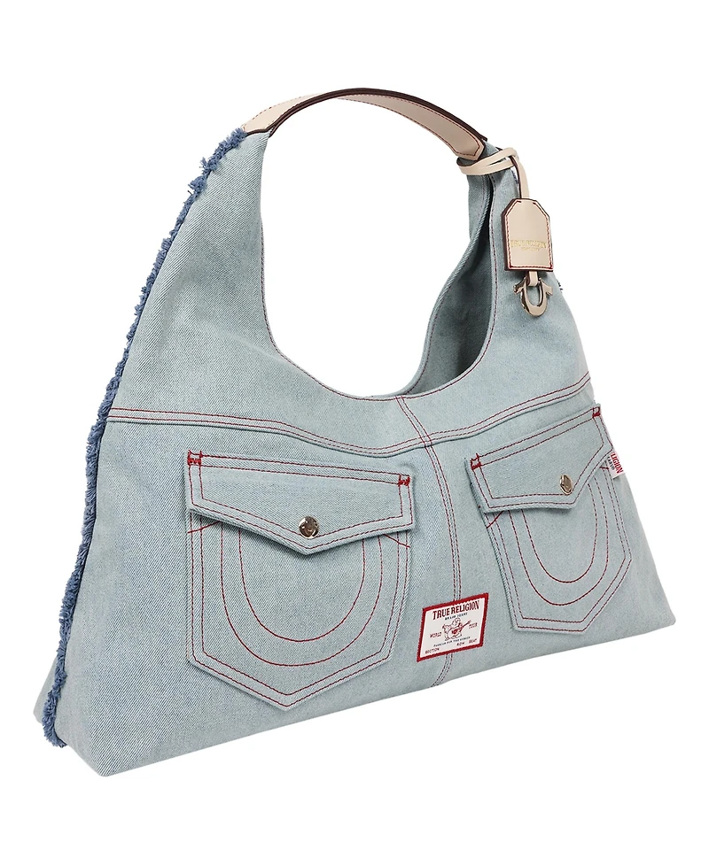 True Religion Arden Contrast Stitch Denim Hobo Bag