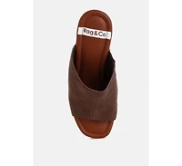 Rag and Co Womens Masaki Soft Suede Leather Wooden Clogs