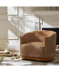 Hulala Home Berklie 31.5"W Modern Boucle Chenille Swivel Barrel Armchair with Ergonomic Backrest