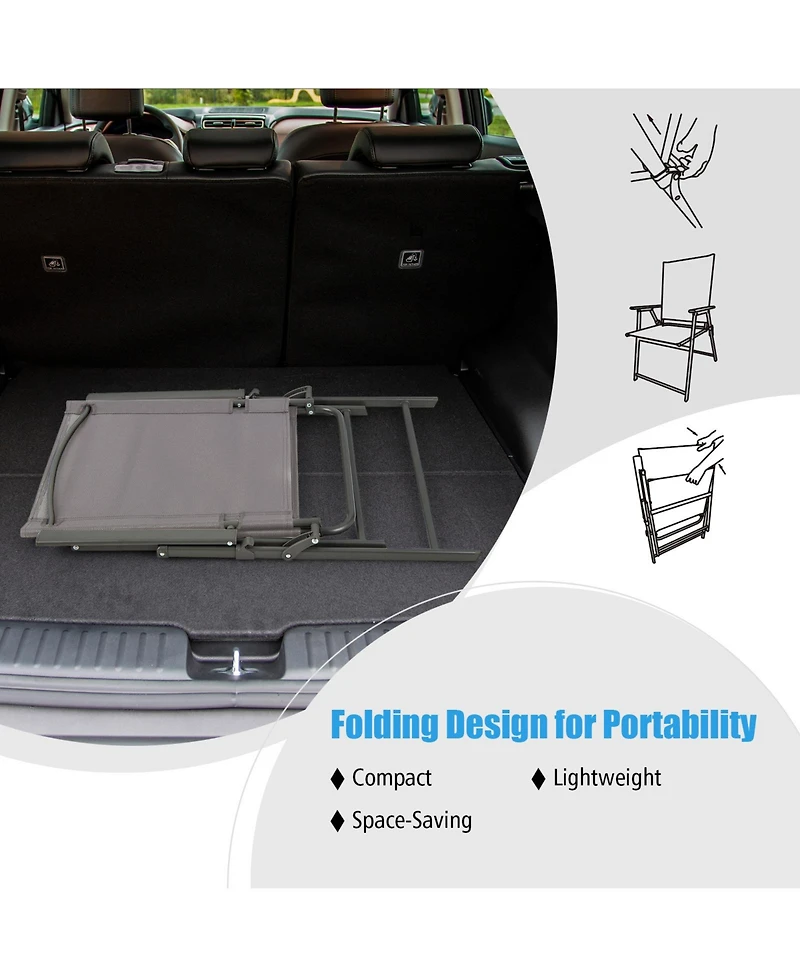 Gymax 4PCS Patio Portable Metal Folding Chairs Dining Chair Set Poolside Garden