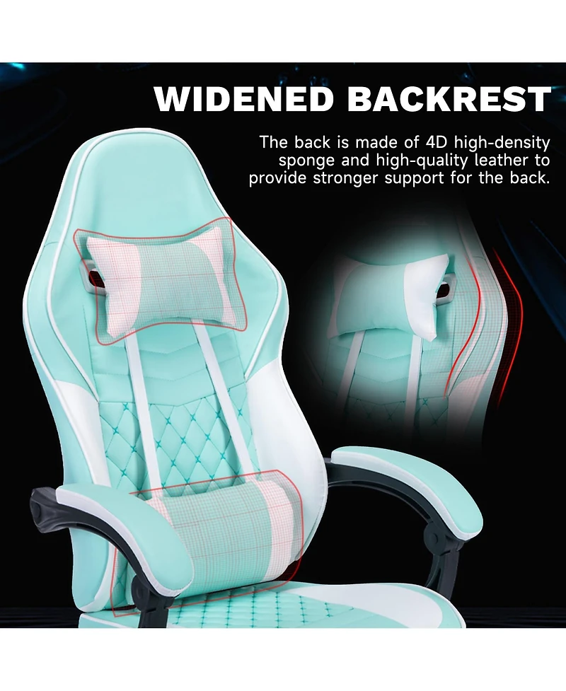 Flynama Massage Gaming Chair with Footrest,Racing Style Gamer Chair