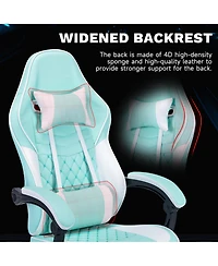 Flynama Massage Gaming Chair with Footrest,Racing Style Gamer Chair