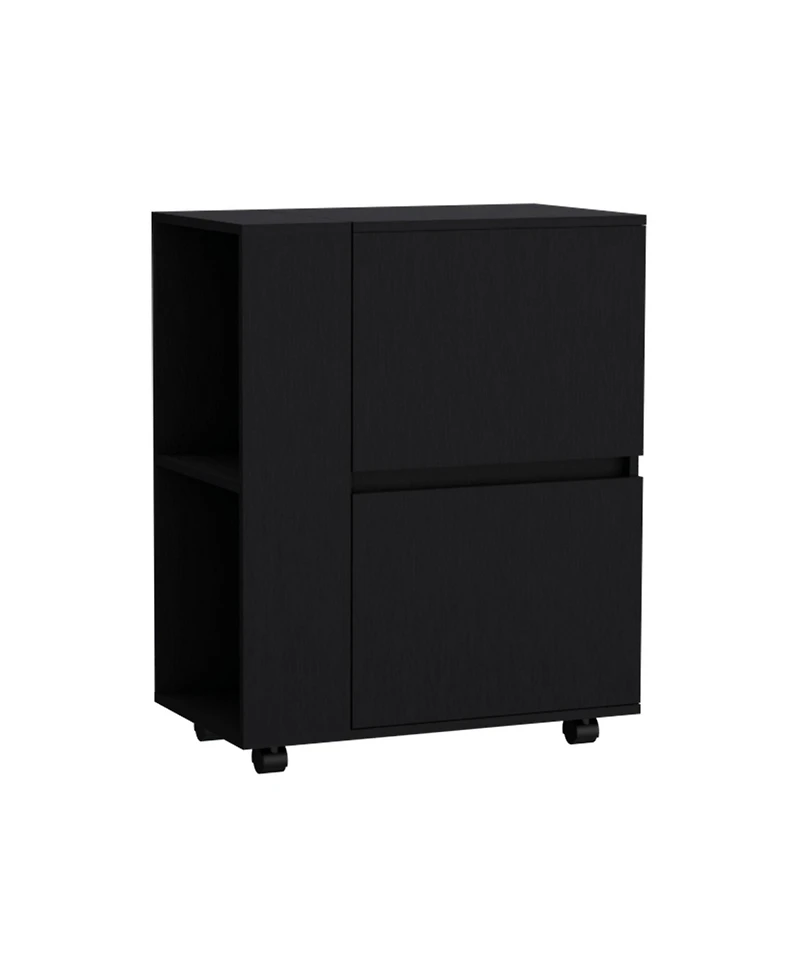 Flynama Bar Cart with Two Pull-Down Door Cabinets and Two Open Shelves