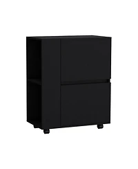 Flynama Bar Cart with Two Pull-Down Door Cabinets and Two Open Shelves