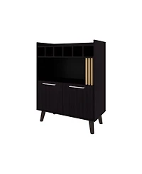 Flynama Wengue Bar Cabinet with Storage and Modern Conical Legs