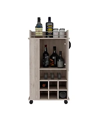 Flynama Bar Cart with Cabinet and 6 Built-in Wine Racks, Rolling Serving Cart with Casters for Home Entertaining