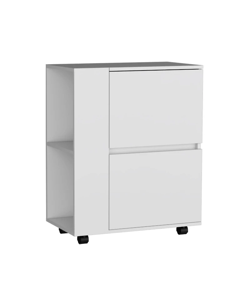 Flynama Bar Cart with 2 Pull-Down Door Cabinets and 2 Open Shelves, 32.2"H Rolling Cart