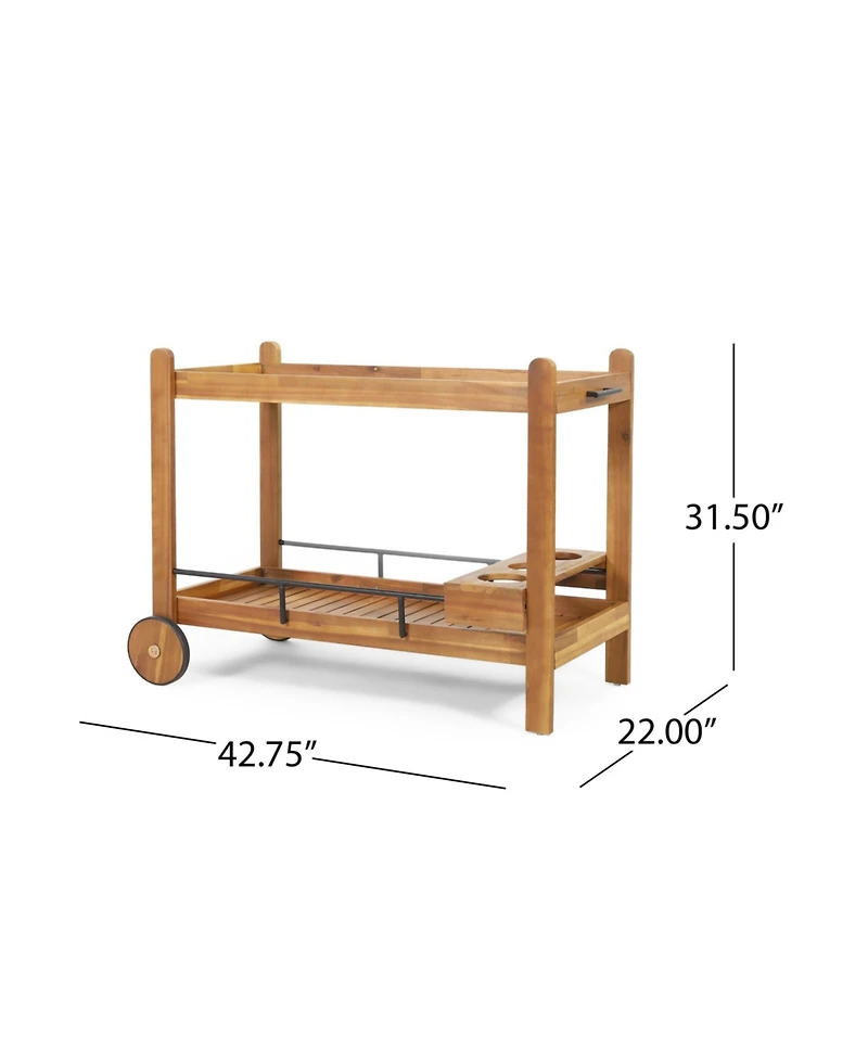 Flynama Bar Cart 31.50" H x 42.75" W x 22.00" D with 1 Shelf with Casters Natural Finish