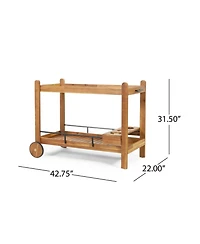 Flynama Bar Cart 31.50" H x 42.75" W x 22.00" D with 1 Shelf with Casters Natural Finish