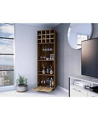 Flynama Bar Cabinet 20" H x 20.5" W with 1 Cabinet, 2 Drawers, 1 Shelf Macadamia Finish