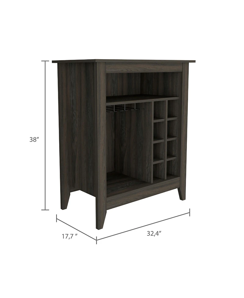 Flynama Espresso Bar Cabinet with 1 Open Shelf, 6 Built-in Wine Rack and 1 Drawer