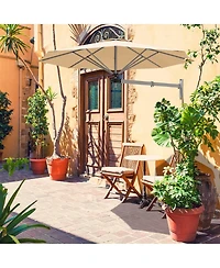 Gouun 8 ft Wall-Mounted Telescopic Folding Patio Umbrella with Adjustable Pole