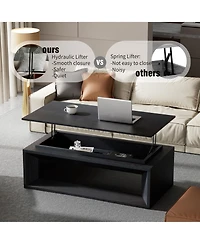 Rainsken Modern Lift-Top Coffee Table 43.3 Inches, Multi-Functional Rectangle Table with Height Adjustment and Storage Compartment for Living Room