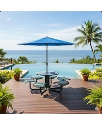Mondawe 11 Ft Solar Led Market Patio Umbrella with Crank & 45degree(s) Tilt (No Base)
