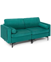 Gouun Modular Loveseat Sofa with 2 Bolsters and Side Storage Pocket