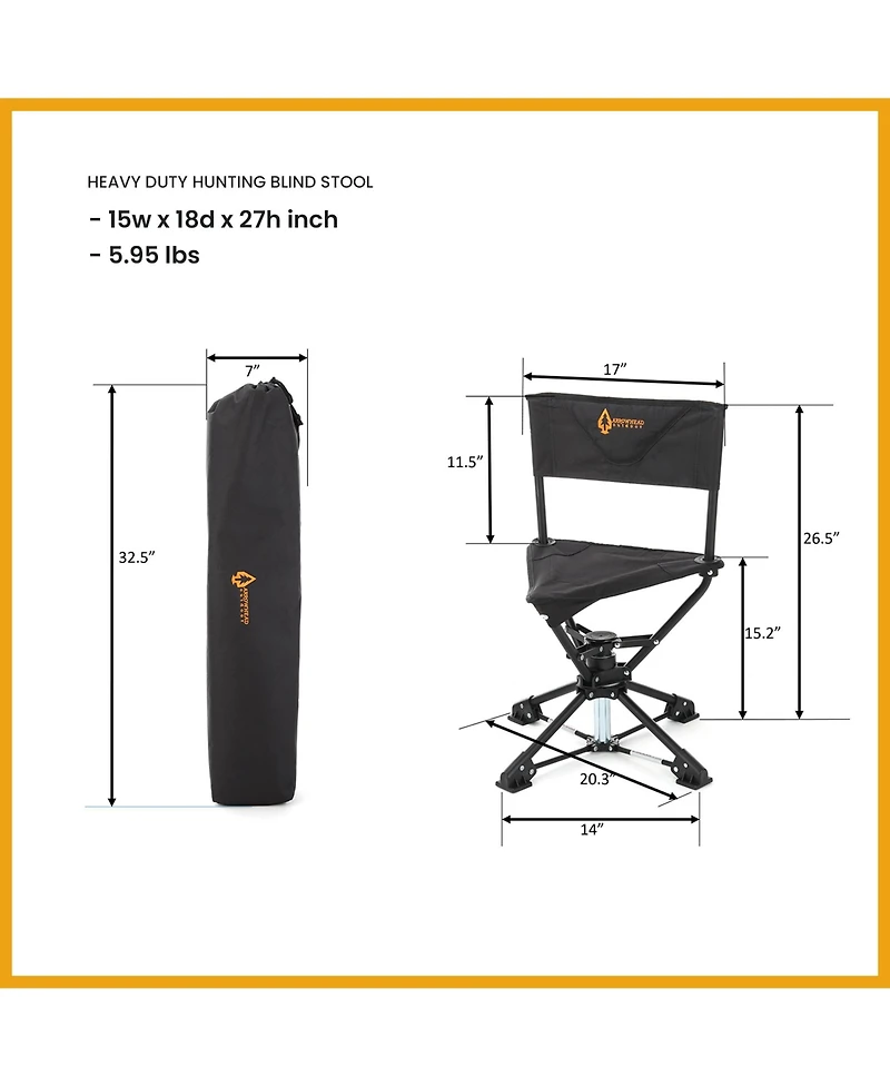 Arrowhead Outdoor 360degree(s) Degree Compact Swivel Hunting Stool Chair with No-Sink Feet - (2-Pack)