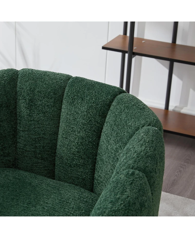 Streamdale Furniture Chenille Barrel Accent Chair, Metal Legs, Tufted