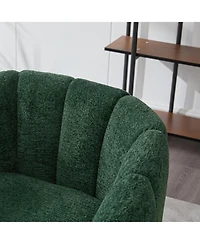 Streamdale Furniture Chenille Barrel Accent Chair, Metal Legs, Tufted