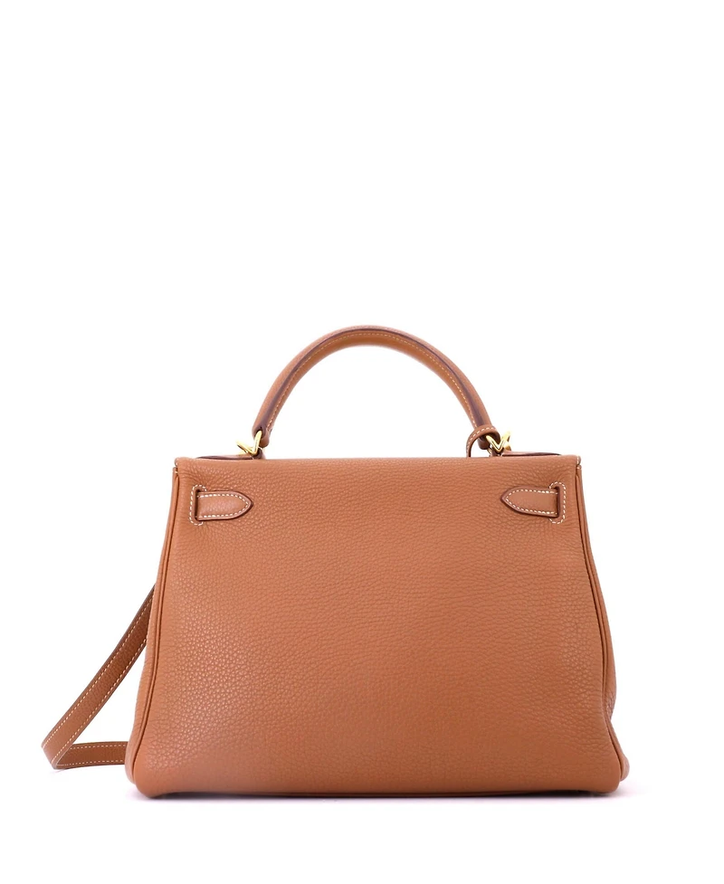 Pre-Owned HERMES Kelly 28 Handbag Brown Togo with Gold Hardware