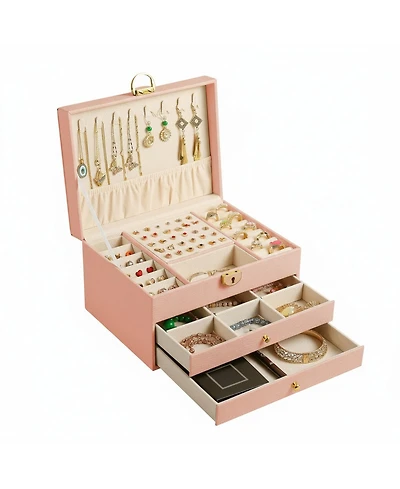 Yigii Lockable Jewelry Organizer with Drawers Customizable Storage Gifts for Women Mom