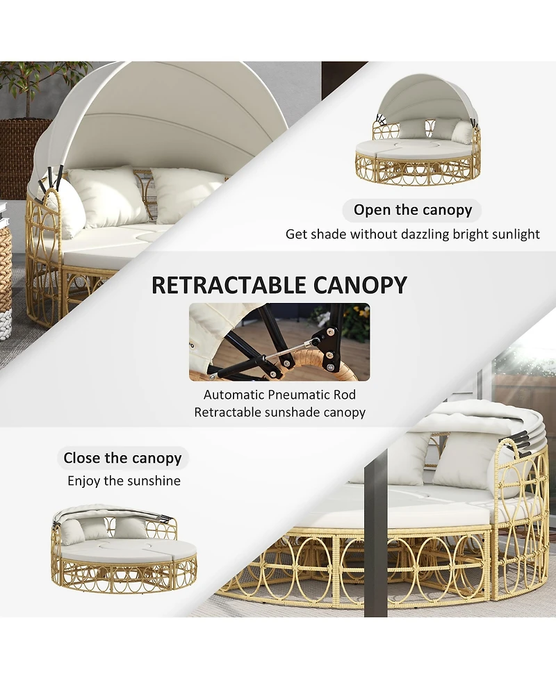 Outsunny Patio Furniture Set w/ Cushions, Outdoor Daybed w/ Canopy,