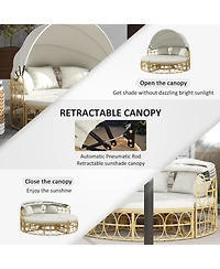Outsunny Patio Furniture Set w/ Cushions, Outdoor Daybed w/ Canopy,