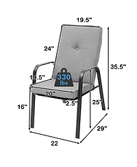 Gymax Set of 4 Patio Dining Chairs High-Back Cushions Space Saving