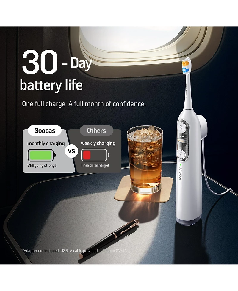 Soocas Neos Ii Electric Toothbrush with Water Flosser, Sonic Electric Toothbrush for Adults, Cordless Water Flosser for Travel