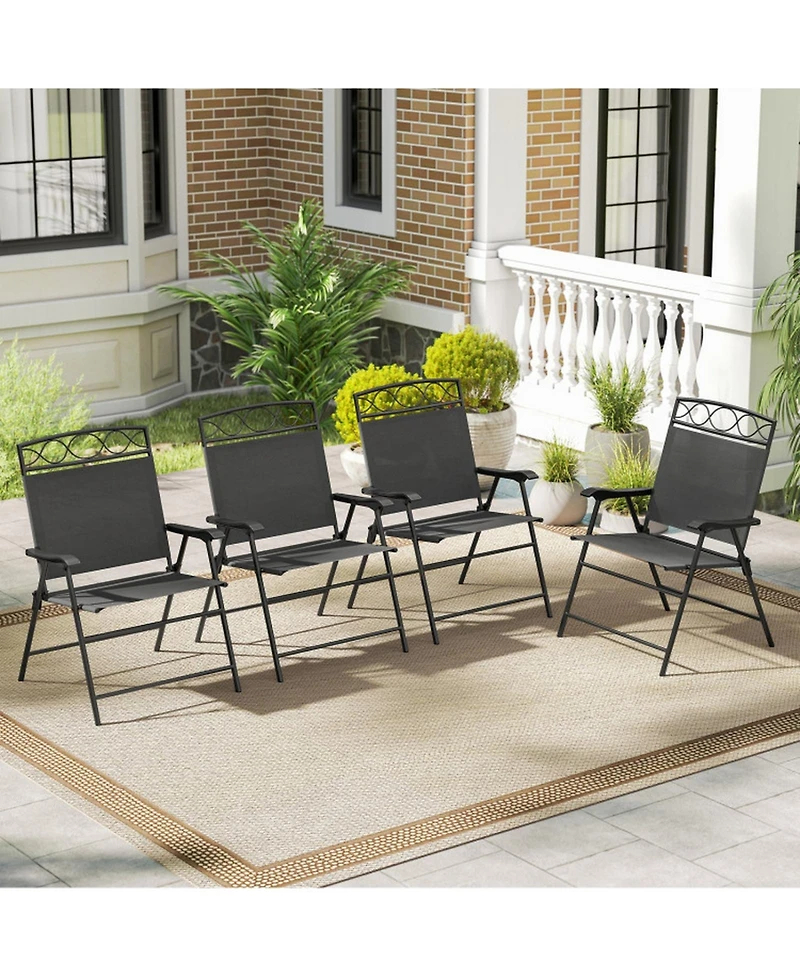 Sugift Set of 4 Patio Folding Dining Chairs with Armrests