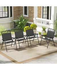 Sugift Set of 4 Patio Folding Dining Chairs with Armrests