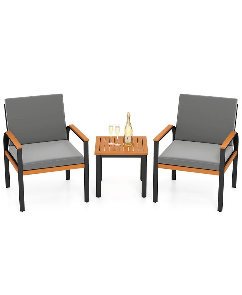 Sugift 3 Piece Patio Furniture Set Outdoor Conversation Set with Coffee Table