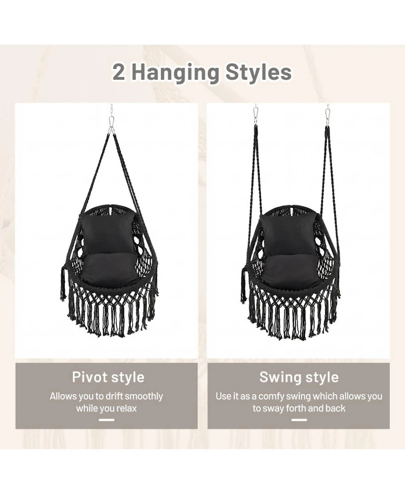 Sugift Hanging Hammock Chair with Soft Seat Cushion and Sturdy Rope Chain