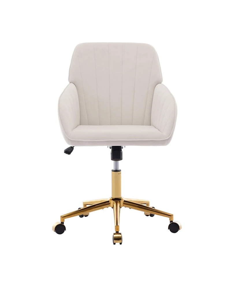Flynama Gold Base Luxury Ergonomic Swivel Office Chair,Long Sitting Comfort Chair