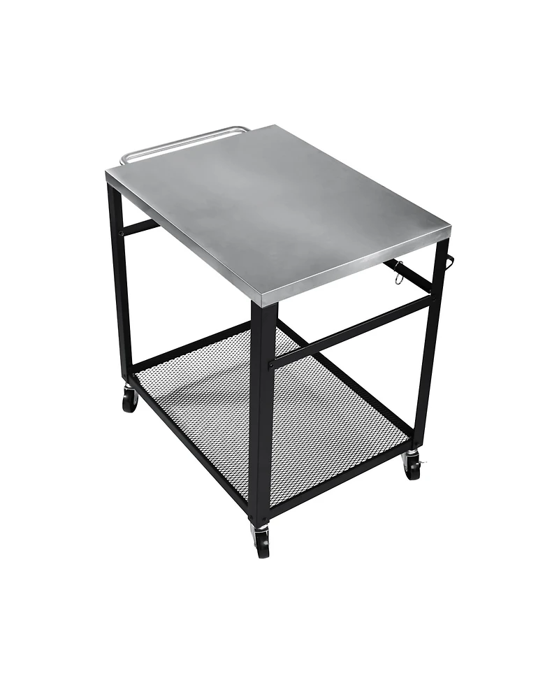 Flynama 2-Tier Grill Cart with Stainless Steel Top and Mesh Shelf