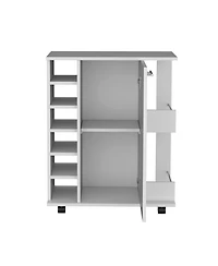 Flynama Cabot Bar Cart with 6 Wine Cubbies, 2 Side Shelves and Casters