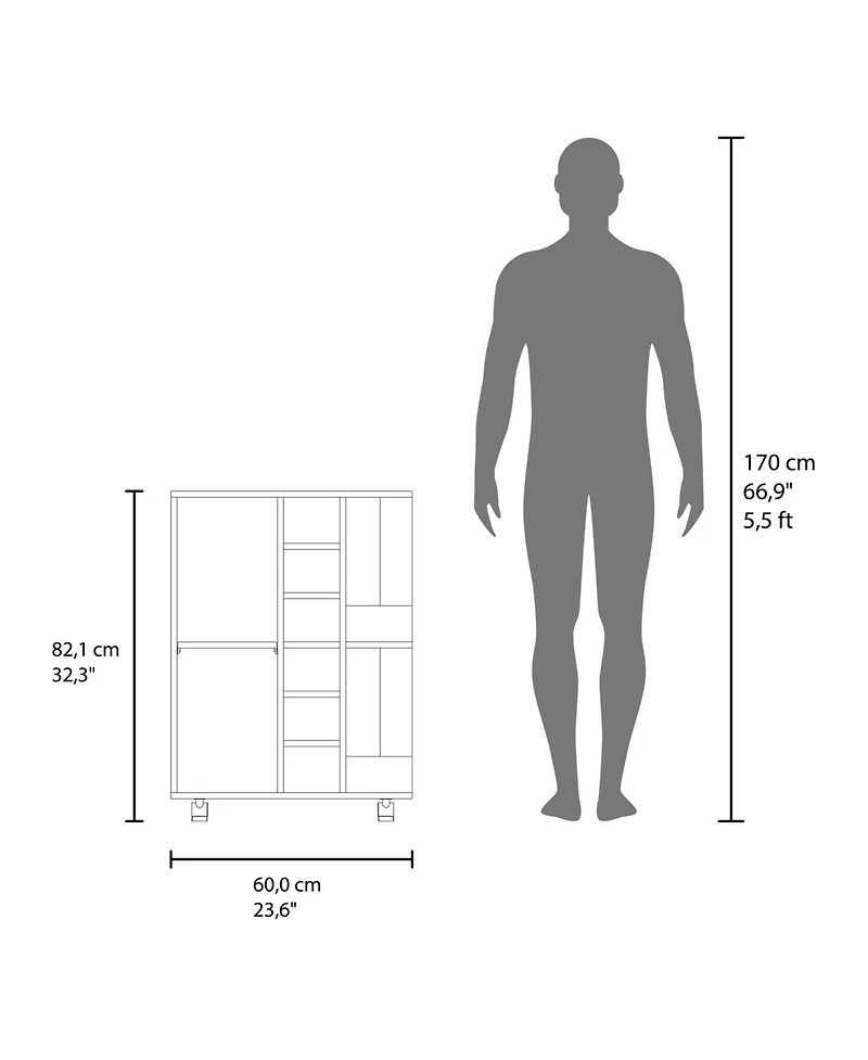 Flynama 2 External Shelves, 6 Wine Racks and Locking Casters