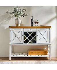 Flynama Bar Cabinet Console Table with 2 Doors, 1 Drawer and Wine Rack