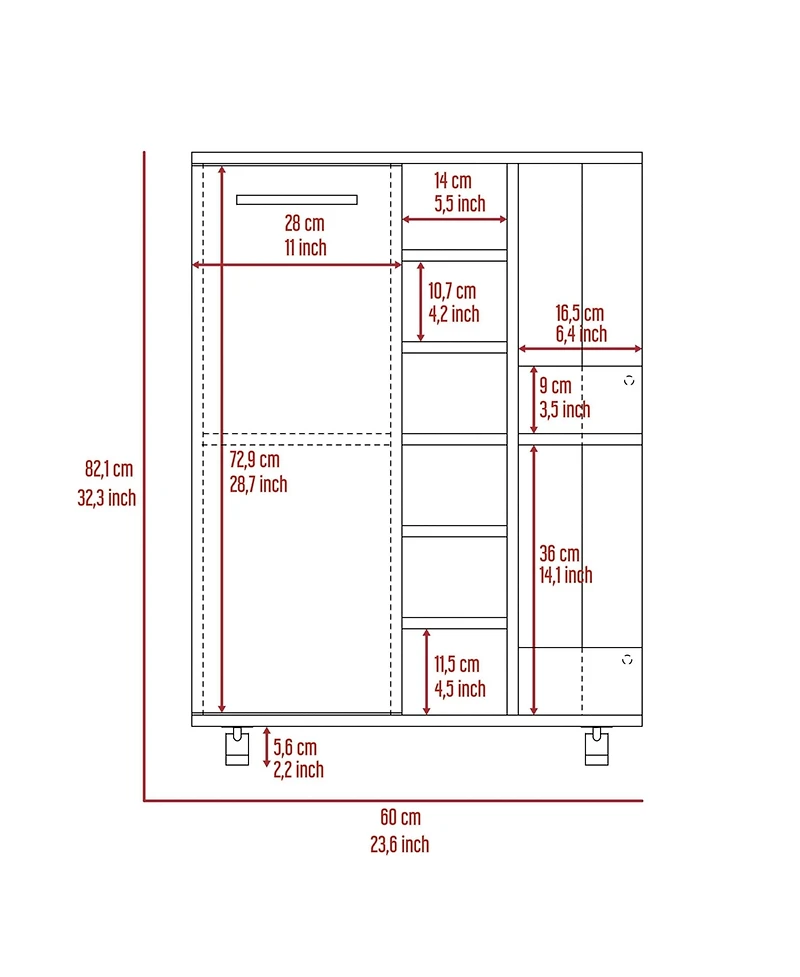 Flynama Bar Cart with 2 Cabinets with Casters Neutral Finish