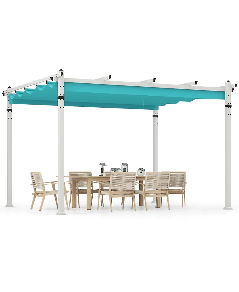 Gouun 12 x 10 ft Outdoor Pergola with Retractable Canopy and Aluminum Frame