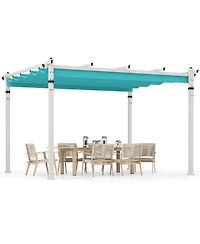 Gouun 12 x 10 ft Outdoor Pergola with Retractable Canopy and Aluminum Frame