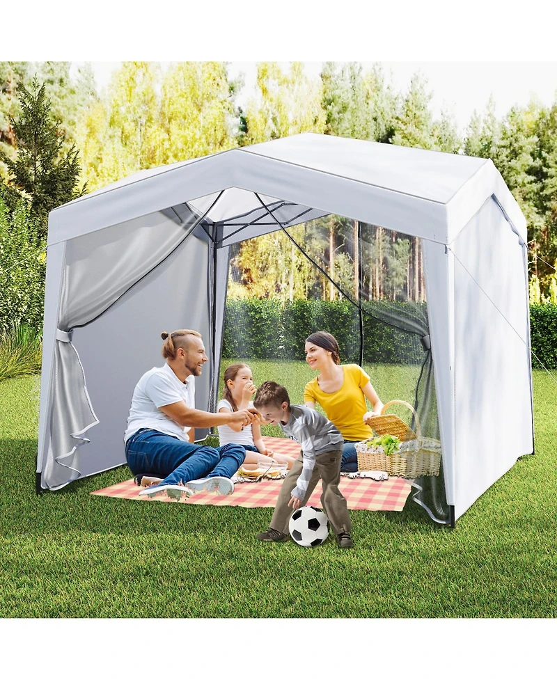 Gouun 10 x 10 ft Pop-Up Canopy Tent with 4 Sidewalls, Mesh Netting and Wheeled Bag