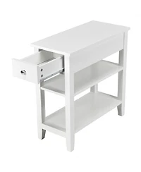 Gouun 3-Tier Narrow End Table with Drawer and Open Shelves, 24 x 12 x 24.5 in