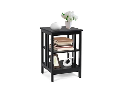 Gouun 3-Tier Square Nightstand with Side Baffles and Round Corners, 16 x 16 x 24 in