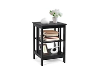 Gouun 3-Tier Square Nightstand with Side Baffles and Round Corners, 16 x 16 x 24 in