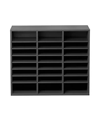 Gouun 24-Compartment Wood Literature Organizer with Adjustable Shelves, 29.0 x 12.0 x 24.4 in