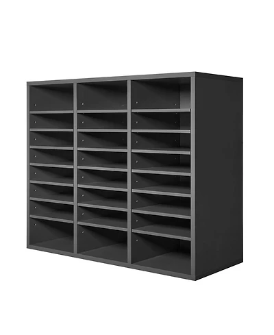 Gouun 24-Compartment Wood Literature Organizer with Adjustable Shelves, 29.0 x 12.0 x 24.4 in