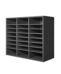 Gouun 24-Compartment Wood Literature Organizer with Adjustable Shelves, 29.0 x 12.0 x 24.4 in